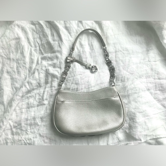 Brighton Leather Rosalie 3D Rose Flower Shoulder Handbag, Embellish Silver Strap - Picture 3 of 16